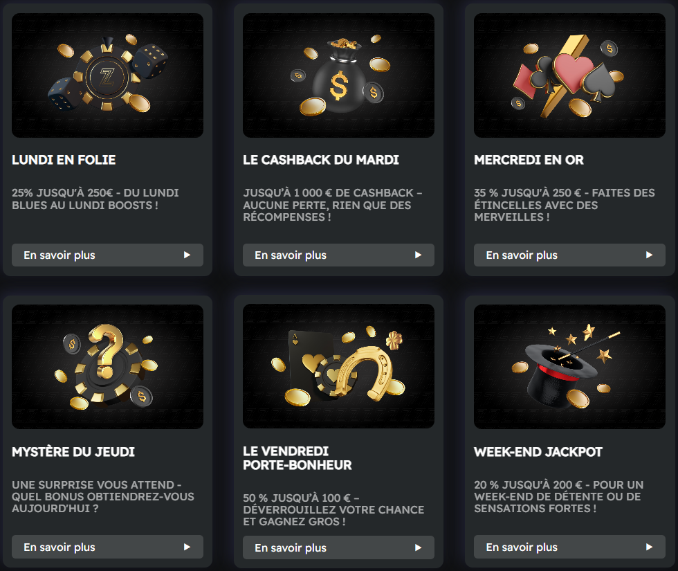Bonus hebdomadaires et promotions BetZino